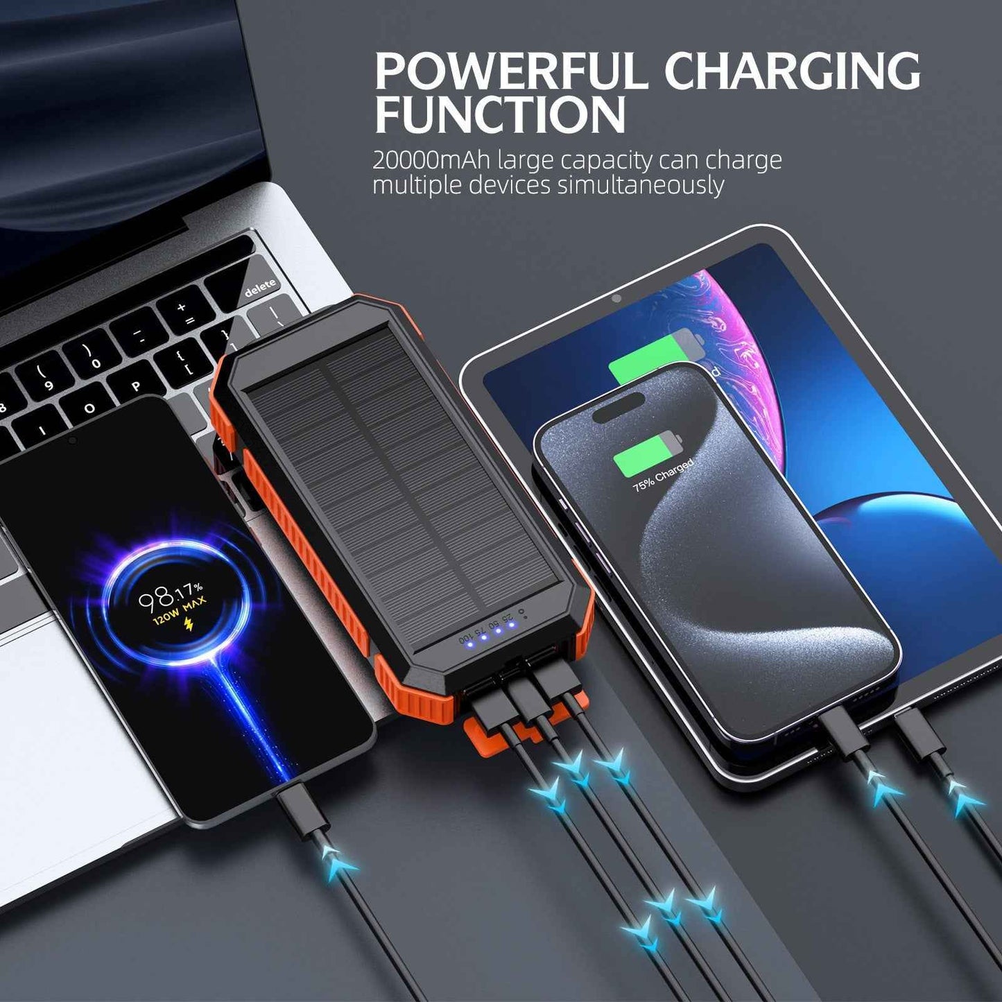 Magnetic 22.5W Solar Power Bank 20000Ma Solar Wireless Charging Mobile Power