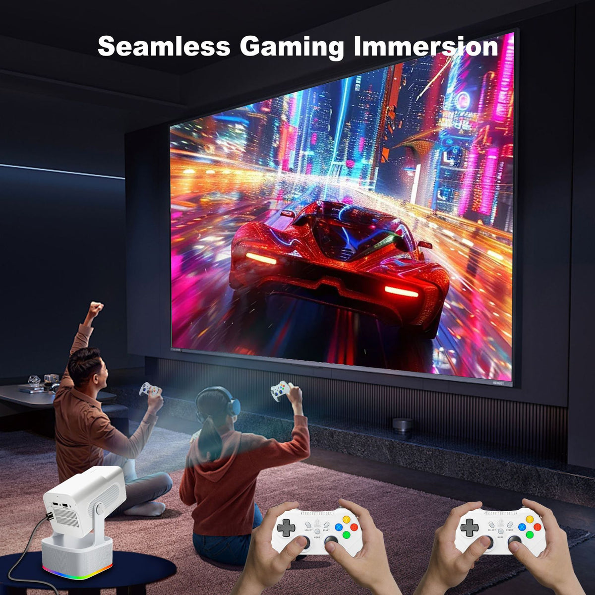 HCS350 Plus Android 1080P Home Projector with KTV, Gaming Support and audio playback