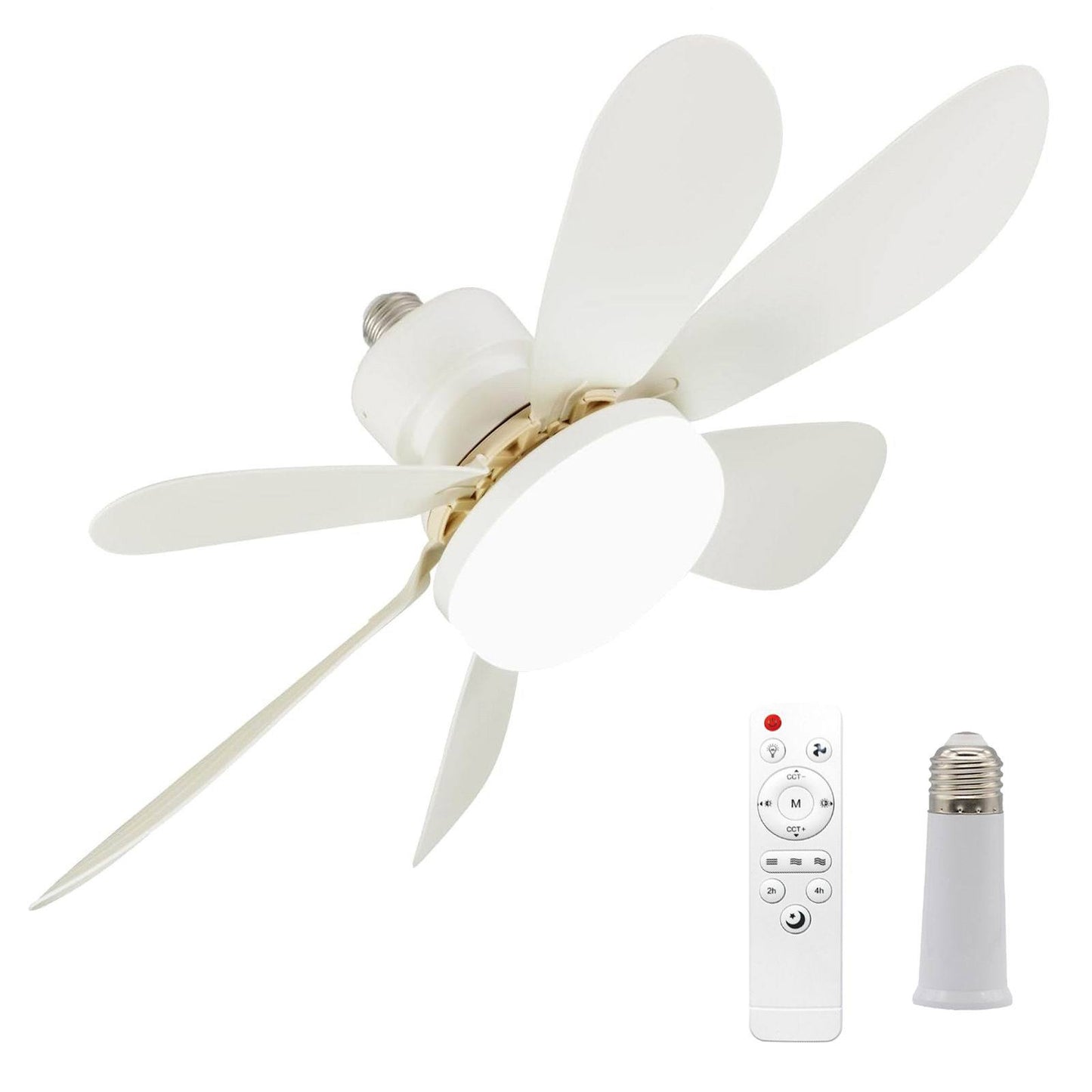 E27 Screw Silent Smart Ceiling Fan Light with Remote Control