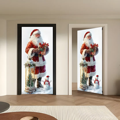 Christmas Santa Claus Polyester Door Cover Decoration 90x180cm