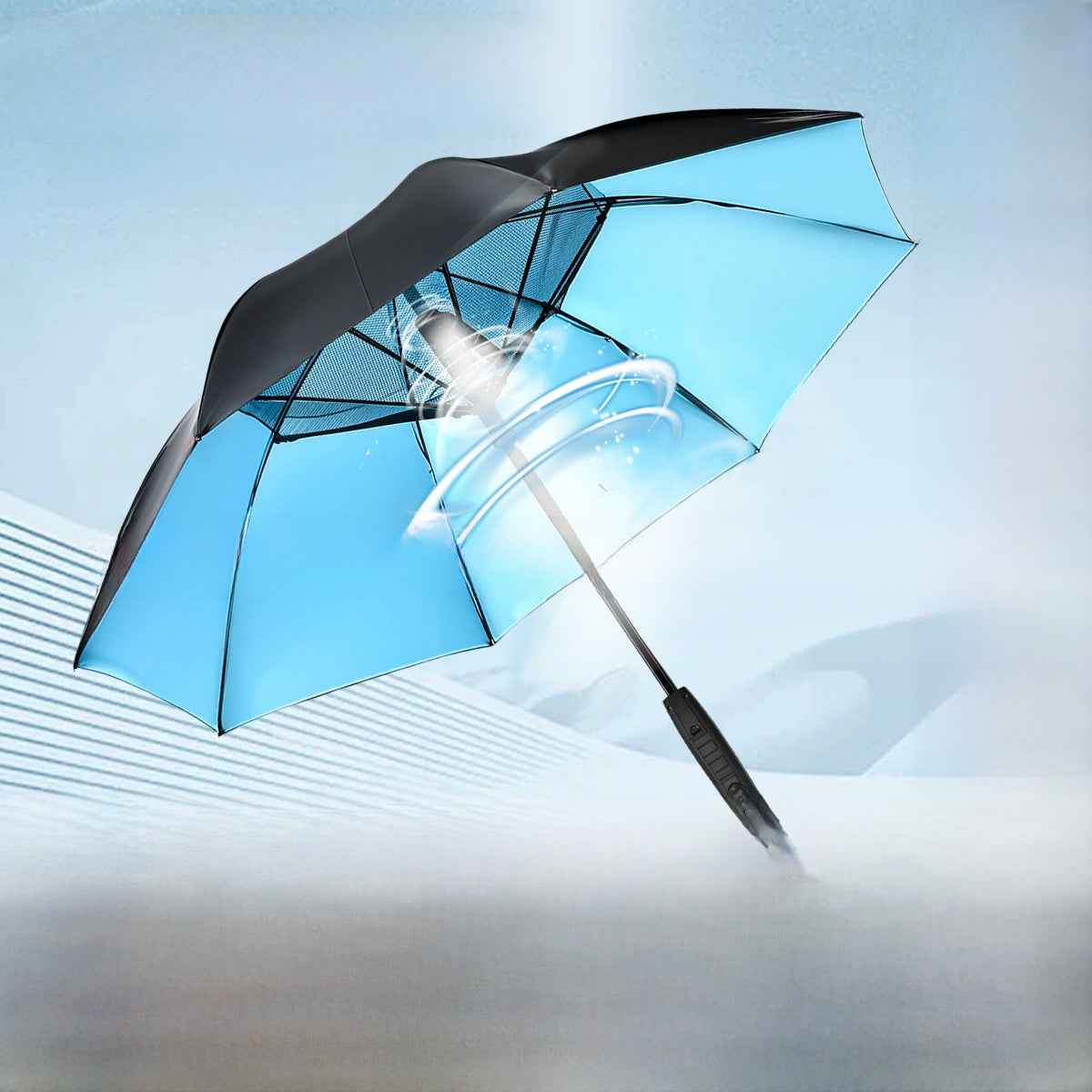 USB Charging Sun Umbrella with Cooling Fan