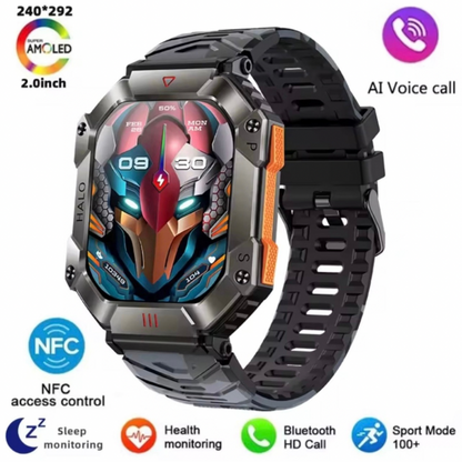 High Quality Durable Smartwatch, 2” High Definition IPS Screen, Bluetooth Call & Smart Notifications, Large Battery, Sports & Health Tracking, Compass & Waterproof Sports Design – Outdoor Electronic Watch
