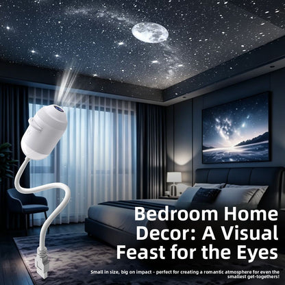USB Starry Sky Projection soothing night light lamp. Creates a romantic galaxy atmosphere with multiple replaceable star charts. Perfect for relaxation and creating a calming environment.