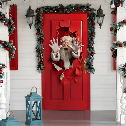 Christmas Santa Claus Polyester Door Cover Decoration 90x180cm