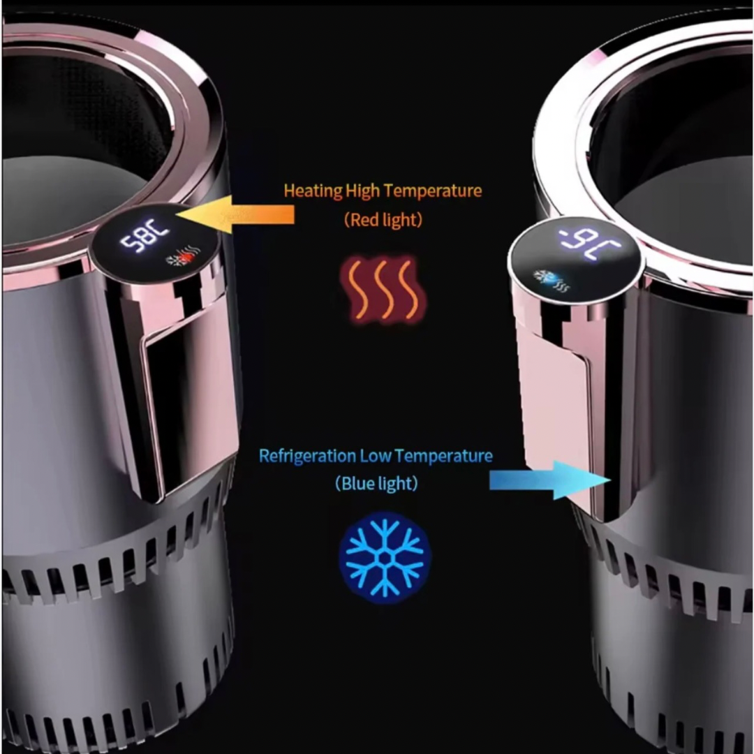 Portable Smart 2-in-1 Car Cup, Cooler & Warmer, 12V Mini Auto Refrigerator for Hot & Cold Drinks, Travel Cup Holder, Compact & Portable, Smart Touch Control, Silent & Safe Operation