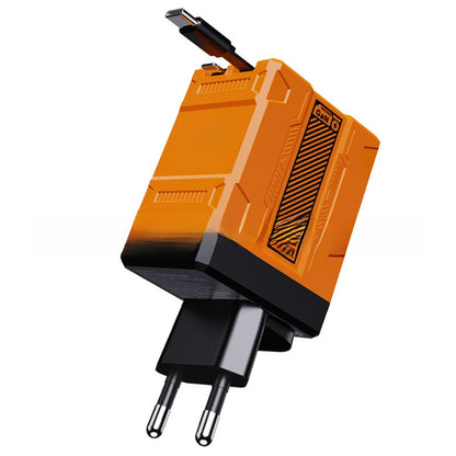 GaN Fast Charger with Retractable Cable for Apple & Android