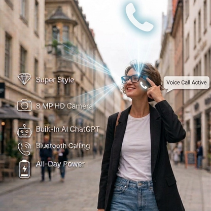 Smart AI Glasses with Built-in camera, charging Case and dual Lenses