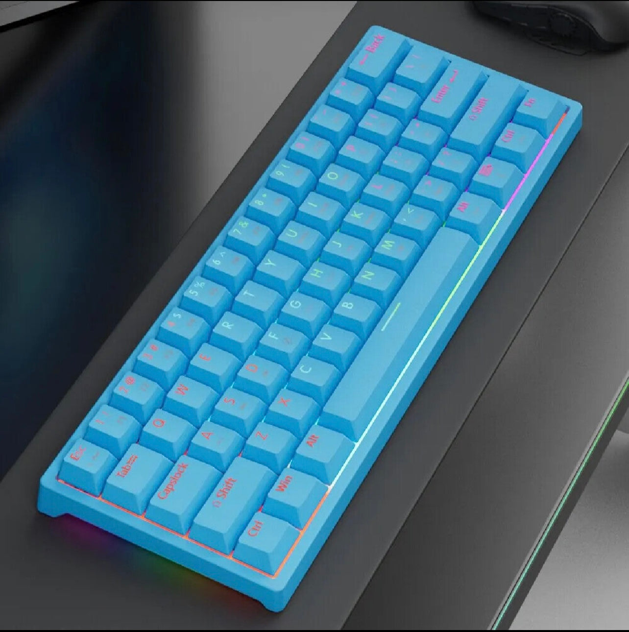 MK61 Wired Gaming Mechanical Keyboard, Compact 61 Keys: 60% layout, Hot-Swappable Switches, RGB Backlit: Fully customizable RGB lighting, FPS Gamer Friendly,