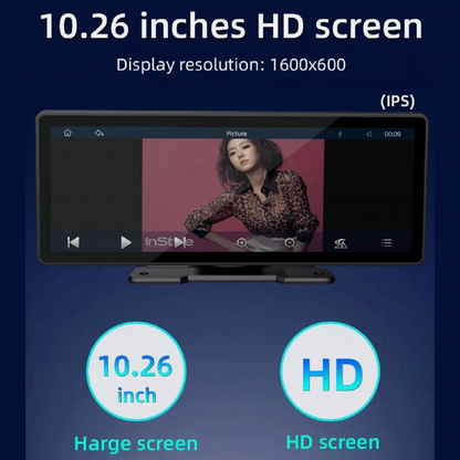 Universal Car Play Screen, Universal Compatibility, 10.26 inches of High-Quality Display, WIFI Connectivity, Radio, USB flash drive SD card (Audio\/Video\/Pictures), Bluetooth function, Wired mobile phone projection screen