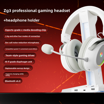 Zg3 E-Sports Gaming Headset Microphone Wireless Wired leather ear cushions