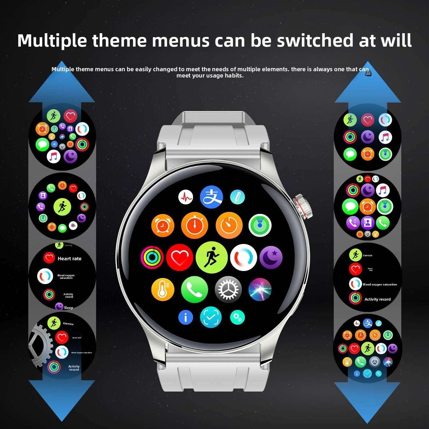 Multifunctional smart watch, AI Voice Control, Infrared Remote, NFC Payment, Infrared Remote - Control home appliances, Health Monitoring, GPS Tracking, Bluetooth Calling, Wireless Charging, Long Battery Life 7-14 days of usage