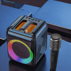 Portable Bluetooth Speaker, high-quality diaphragm, Wireless Microphone,Rechargeable Battery, Multi-Functional: Supports MP3 playback USB input and U disk compatibility, Power 8W