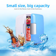 4L Portable Car and Home Mini Fridge, Cooling and Warming Refrigerator, 12V/110V-220V, Blue Pink White