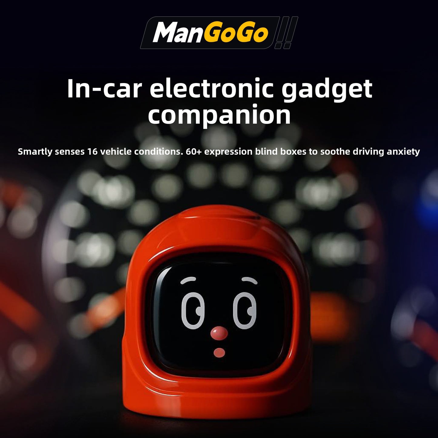 Smart Cartoon Car Interior Accessories, Strong Magnetic Suction,1.83" IPS Screen,Smartly Sensor 16 Car Conditions,60+ Dynamic Facial Expressions Emojis,