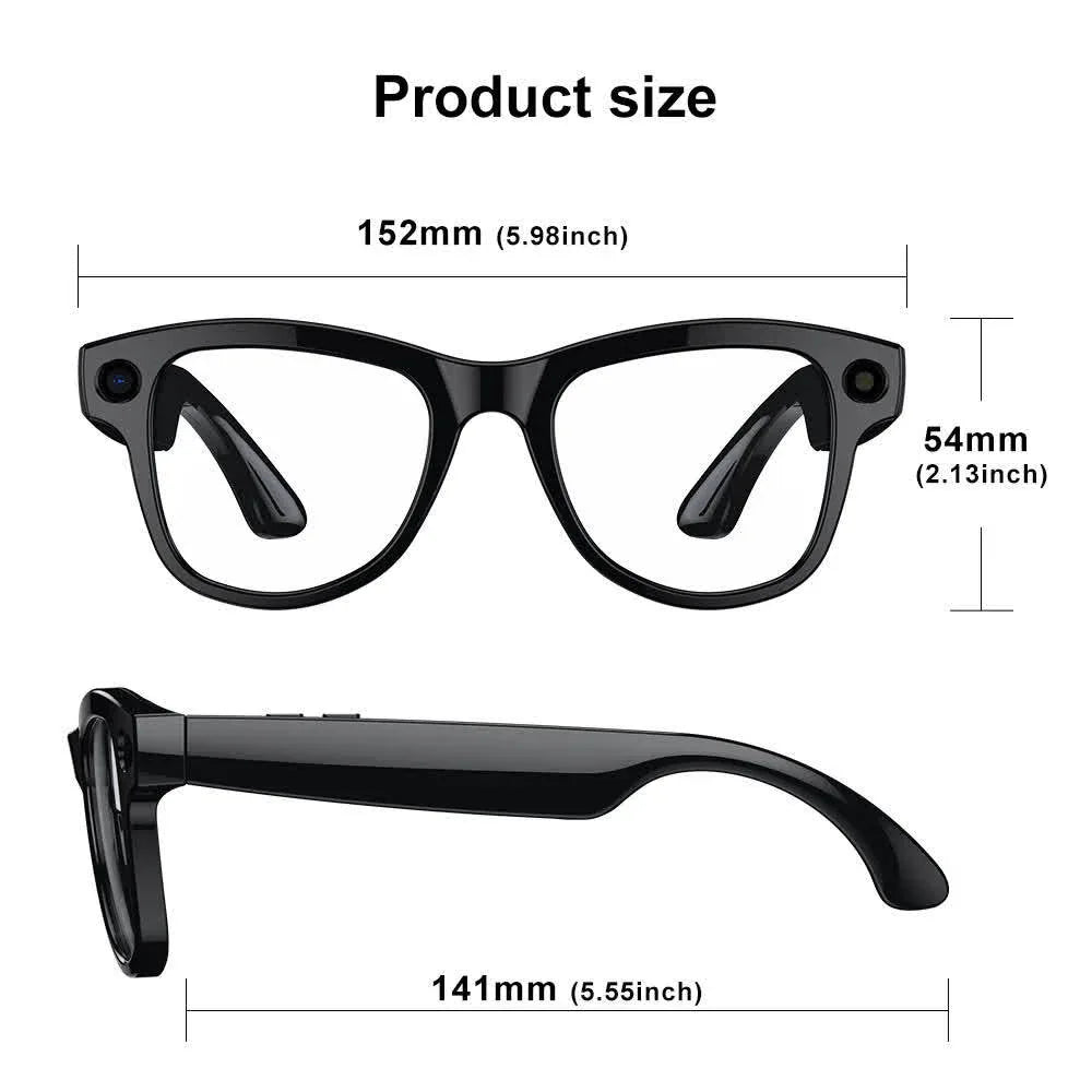 Ultra Smart AI Glasses with Camera for Real-Time Object Recognition and Translation - 8MP Camera & Charging Case - ZeeTec Store