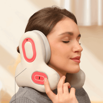 Battery Powered Neck Shoulder Massager, Noise Reduction, Heating & Vibration, Red Light Therapy, Bluetooth Connectivity - Allows wireless control & Music via Bluetooth-enabled devices, Portable & Ergonomic