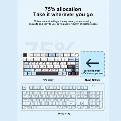 Aula F75 Keyboard, 80-Key Mechanical Gaming Keyboard, RGB Backlit, Triple Mode Connection (Type-C/2.4G/BT), 4000mAh Battery, Hot-Swappable Switches, Reaper Switch