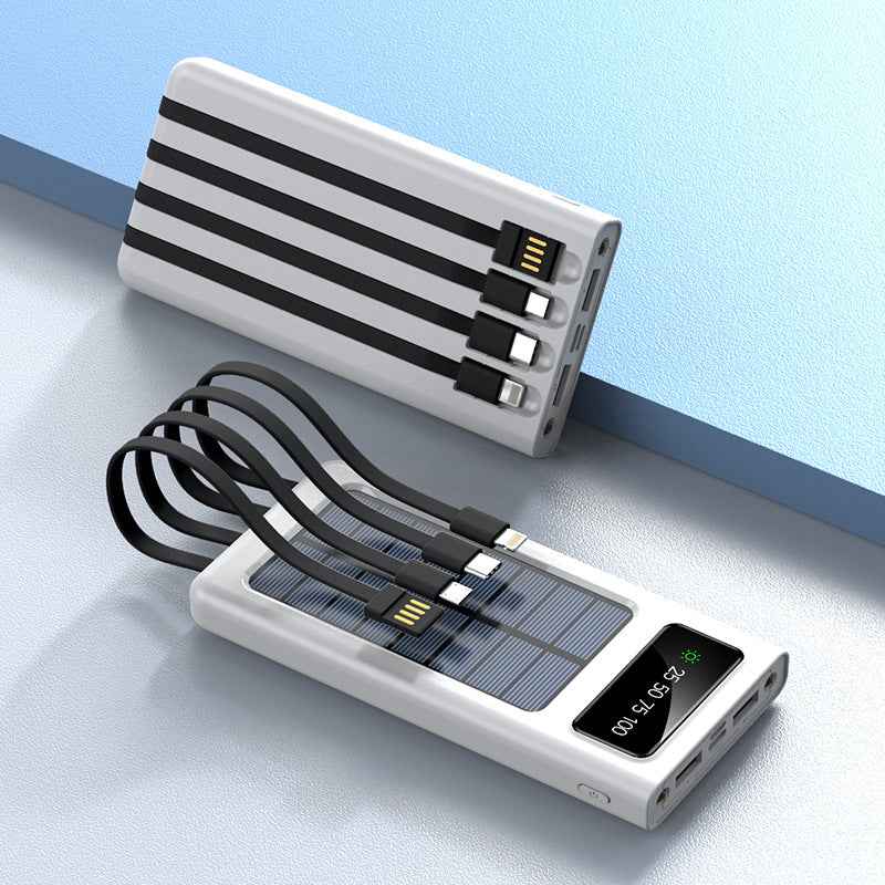 Solar Power Bank with Built-in Cable 30000mAh