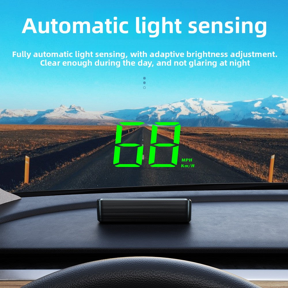 Head-up display Projects speed and driving data onto the car windshield for safer driving. Universal compatibility