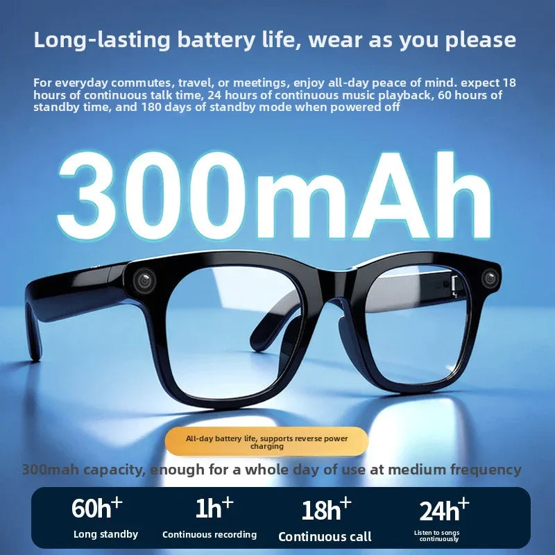 AI Translation Bluetooth Glasses with 12MP Camera, Real-time Bilingual Translation, Dual Microphone, Live Streaming, Music Control, and ChatGPT Integration - ZeeTec Store