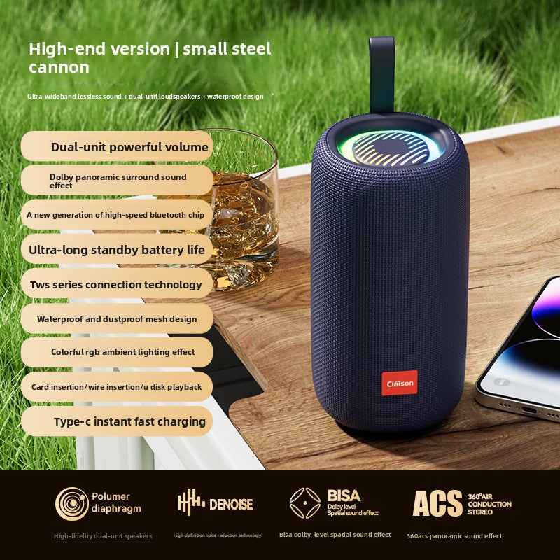 Portable Bluetooth Speaker 80W with Subwoofer RGB Lights