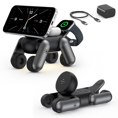 Robot Dog Design 3-in-1 Design Combines a wireless charger, night light, and desk decoration.