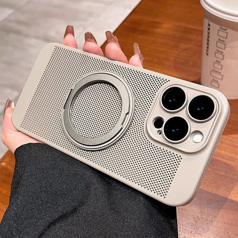 360 Rotating Bracket Magnetic Phone Case with Cooling Net for iPhone