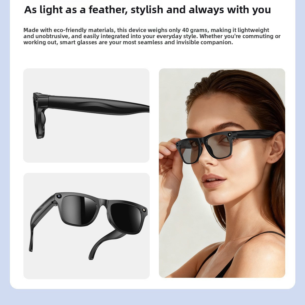 Smart AI Glasses with Camera and Translation Lightweight Anti-Shake