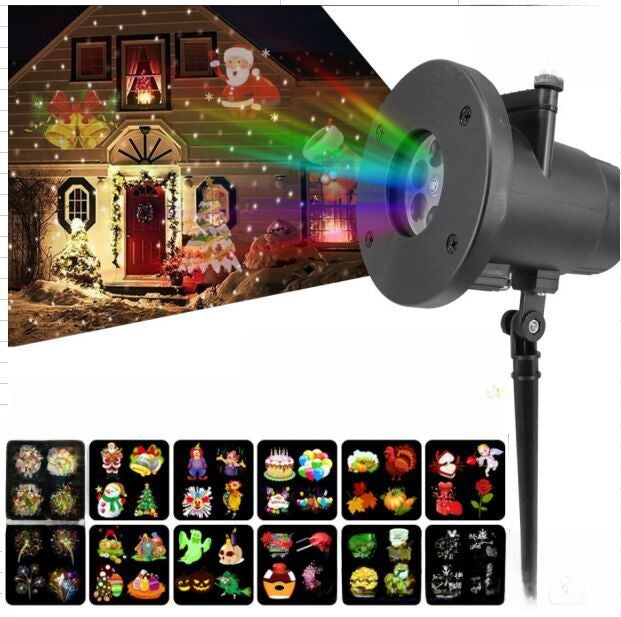 LED Projection Light with 12 Changeable Cards Festive Season Decoration