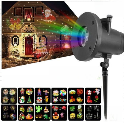 LED Projection Light with 12 Changeable Cards Festive Season Decoration