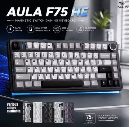Aula F75HE Custom Mechanical Keyboard Gasket Structure Hot-Swappable RGB Backlight