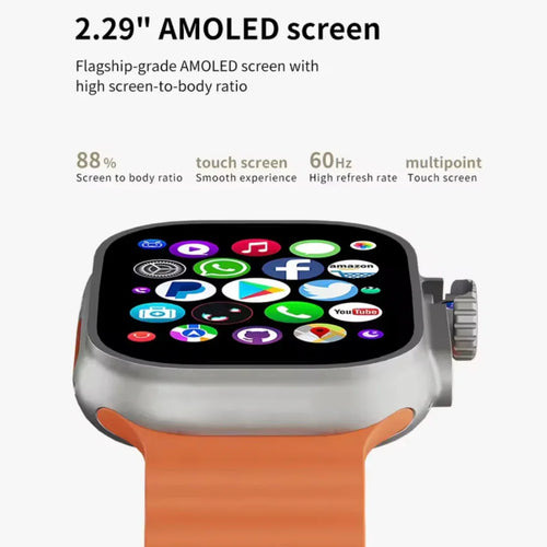 High-Performance Smart Watch for Men and Women - Ultra Thin 2.29 Inch AMOLED, 4G-5G SIM Card, 190° Rotating 8MP HD Camera, Call & SMS Function, Health Tracking, Durable Stainless Steel Case & Silicone Strap - ZeeTec Store