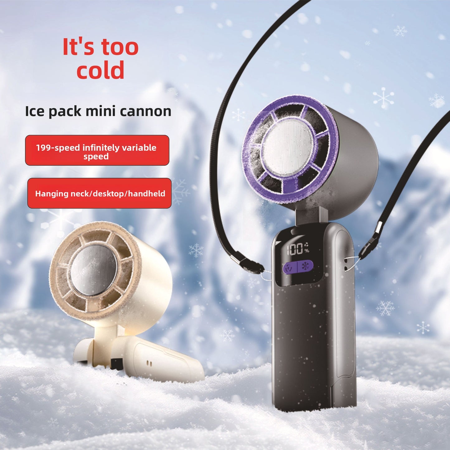 Handheld Semiconductor ice Cooling Fan with Digital Display - ZeeTec Store