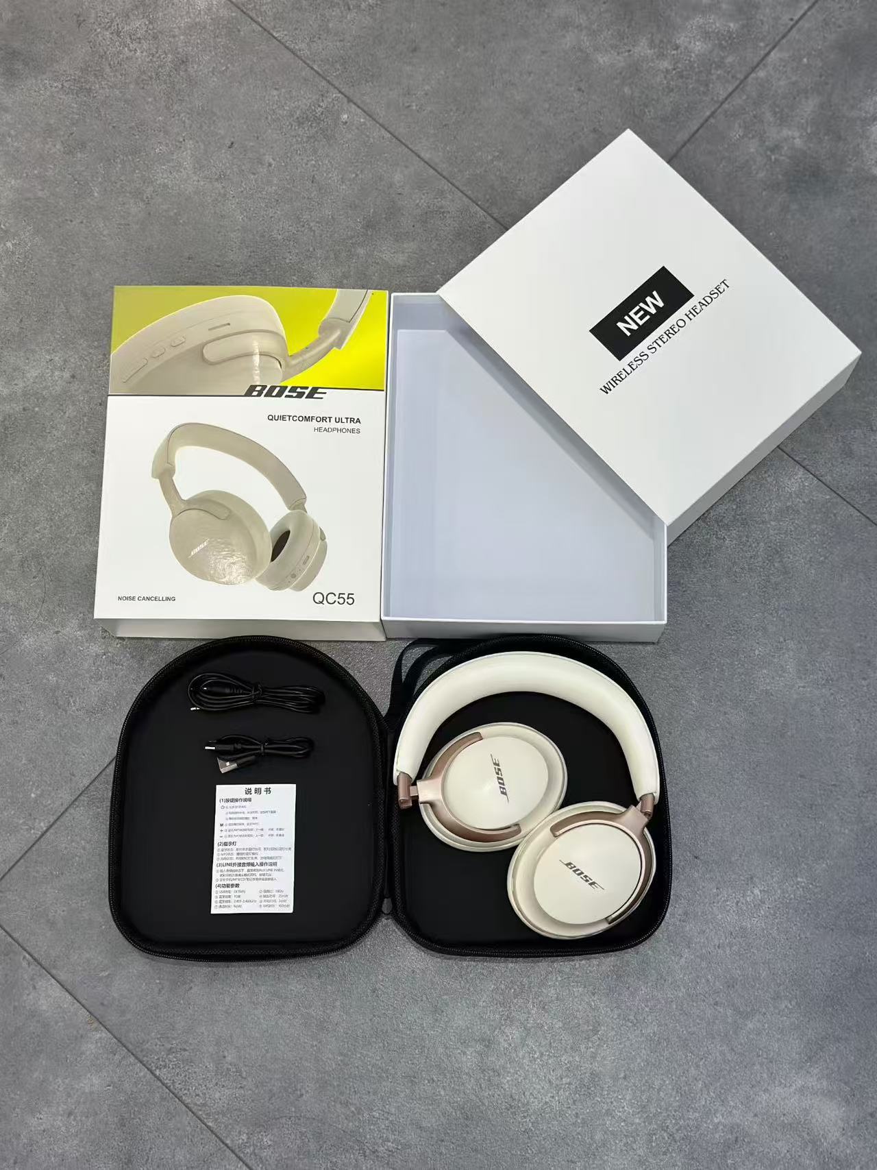 QC55 Foldable Bluetooth Headphones Foldable Design Stereo Sound