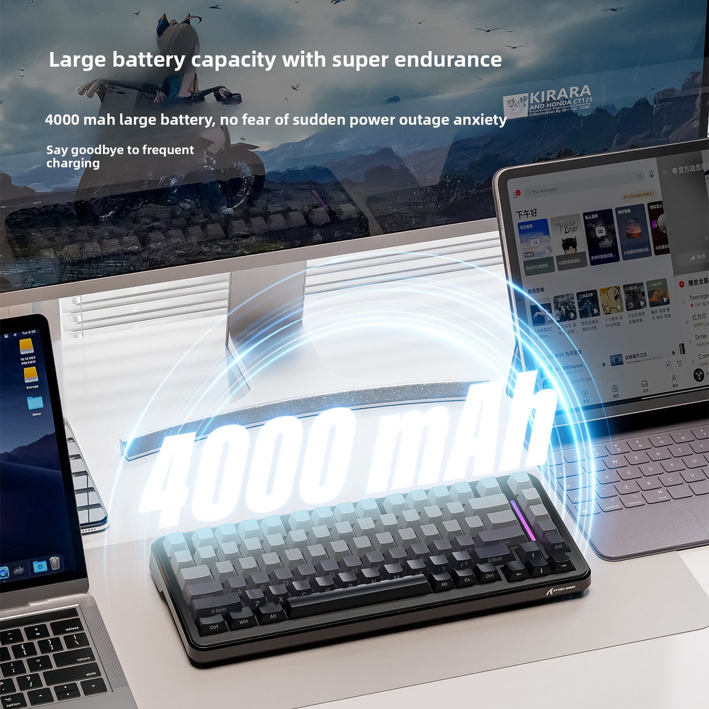 Attack Shark M86 Wireless Gaming Keyboard - RGB Mechanical Gaming Keyboard