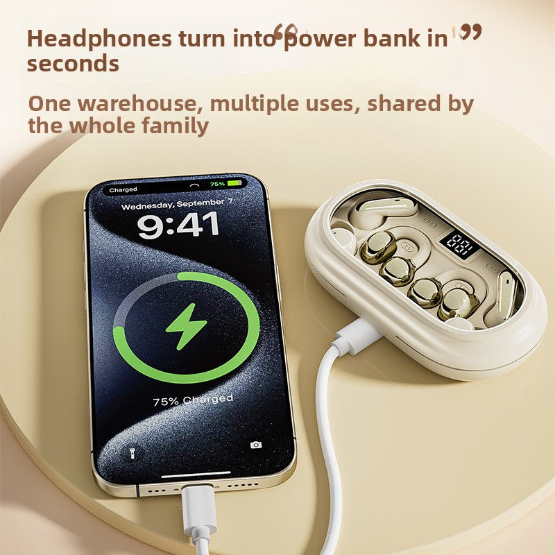 Tri-Functional Bluetooth Earbuds PowerBank with Transparent Charging Case
