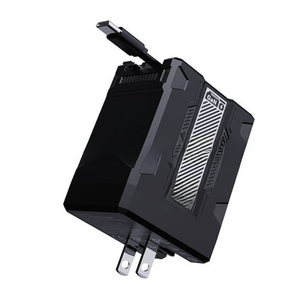 GaN Fast Charger with Retractable Cable for Apple & Android