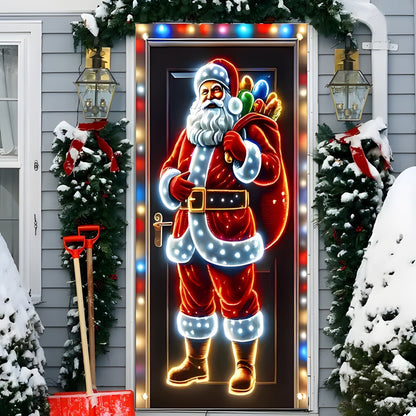 Christmas Santa Claus Polyester Door Cover Decoration 90x180cm