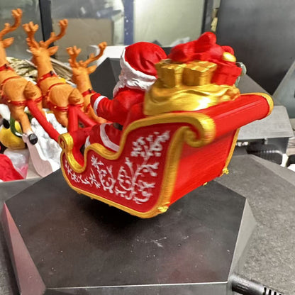 Christmas Santa Electromagnetic Flying Sleigh Festive Decoration