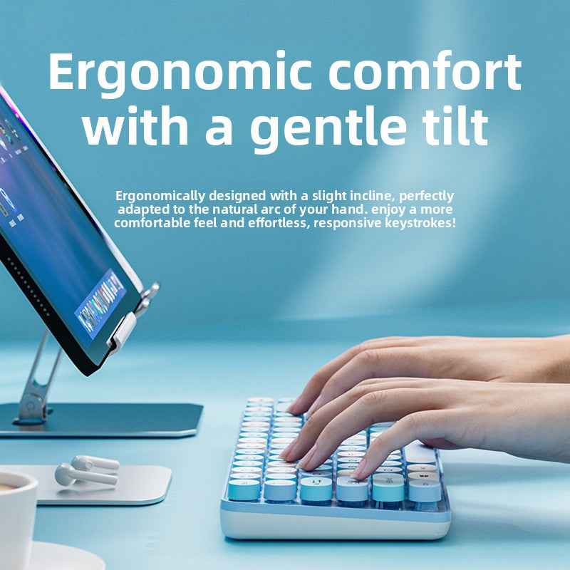 Wireless Mechanical Feel Silent Keyboard with Bluetooth Rechargeable