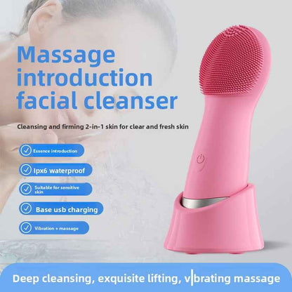 Electric Silicone Facial Cleansing Brush with Vibration