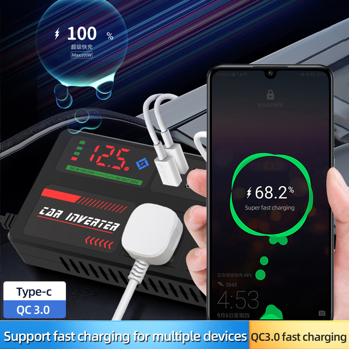 Car Power Inverter 12V 24V to 220V Converter