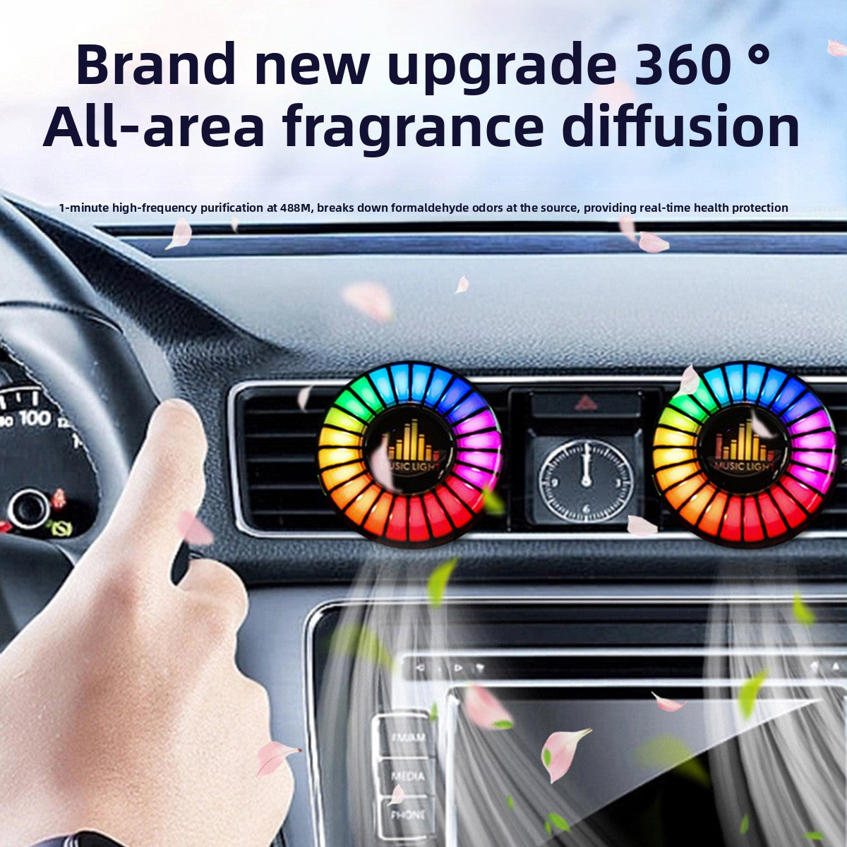 USB Car Air Vent Aromatherapy Fregnance and RGB Music Rhythm Light
