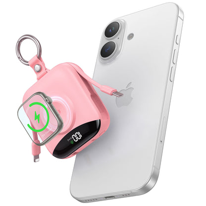 Compact Power Bank Wireless Fast Charging Built-in Cables