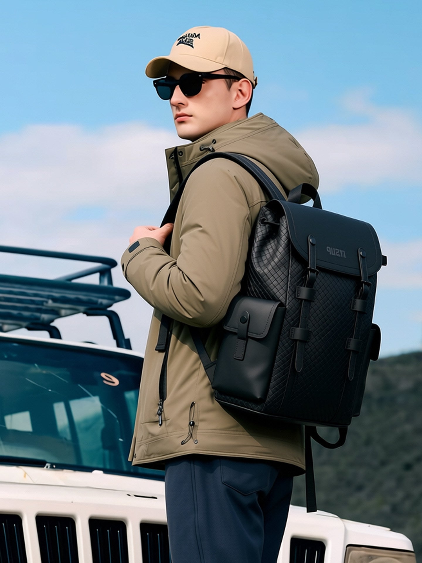 Mens British Style Travel Backpack with Laptop Compartment