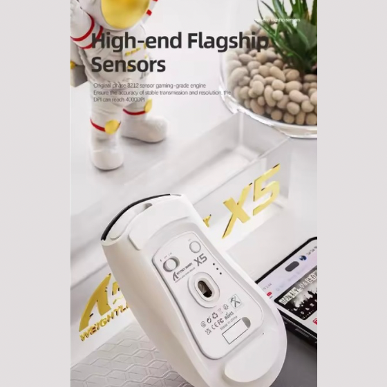 Attack Shark X5 Gaming Mouse, Tri-Mode Connection, High-Precision PAW3212 Sensor, Dynamic RGB Lighting Effects, Ergonomic & Comfortable Design, Mute Buttons & LED Display, Fast & Reliable Wireless – 30 IPS speed