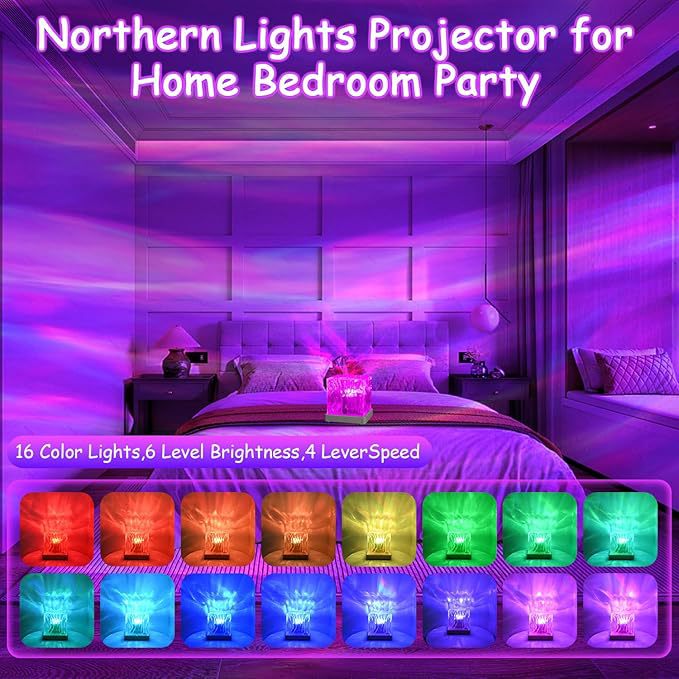 Intelligent Bluetooth speaker with ambient lighting. Projects water ripple or northern lights patterns for a soothing atmosphere.