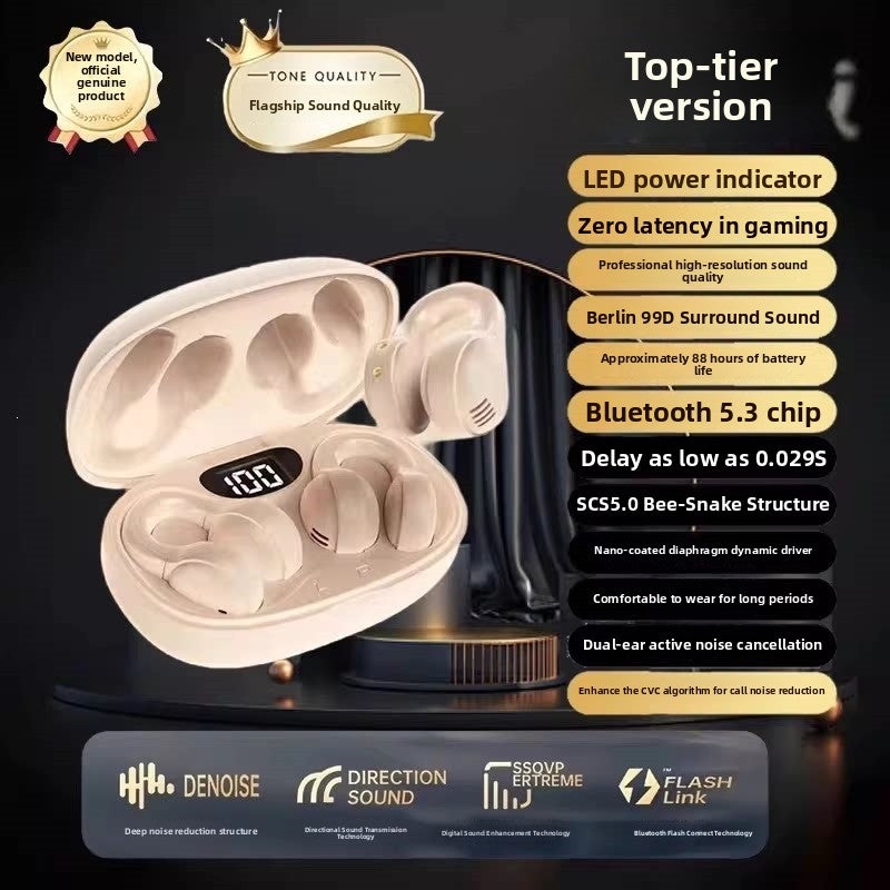Clip-On Bluetooth Headphones Bone Conduction Advanced Sound