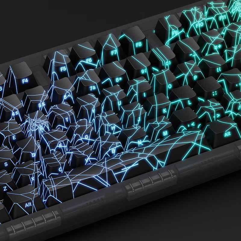 Mechanical Keyboard Tri mode Spider web Design Backlight RGB