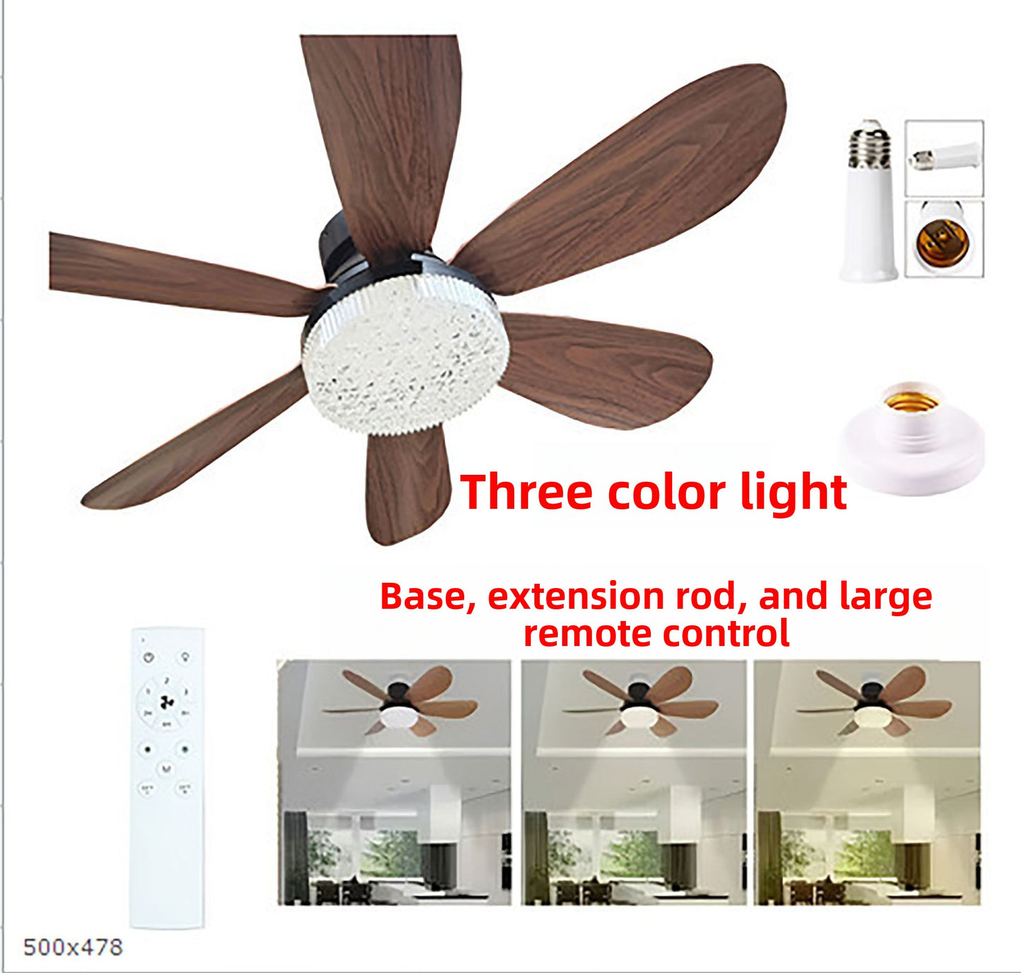 E27 Screw Silent Smart Ceiling Fan Light with Remote Control